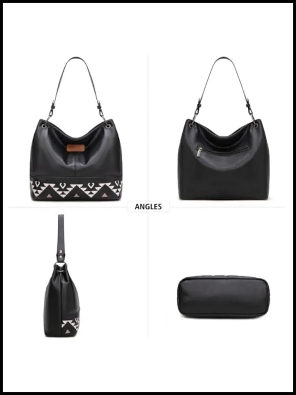 Hobo Bag with Aztec Design Faux Leather Shoulder Purse Crossbody